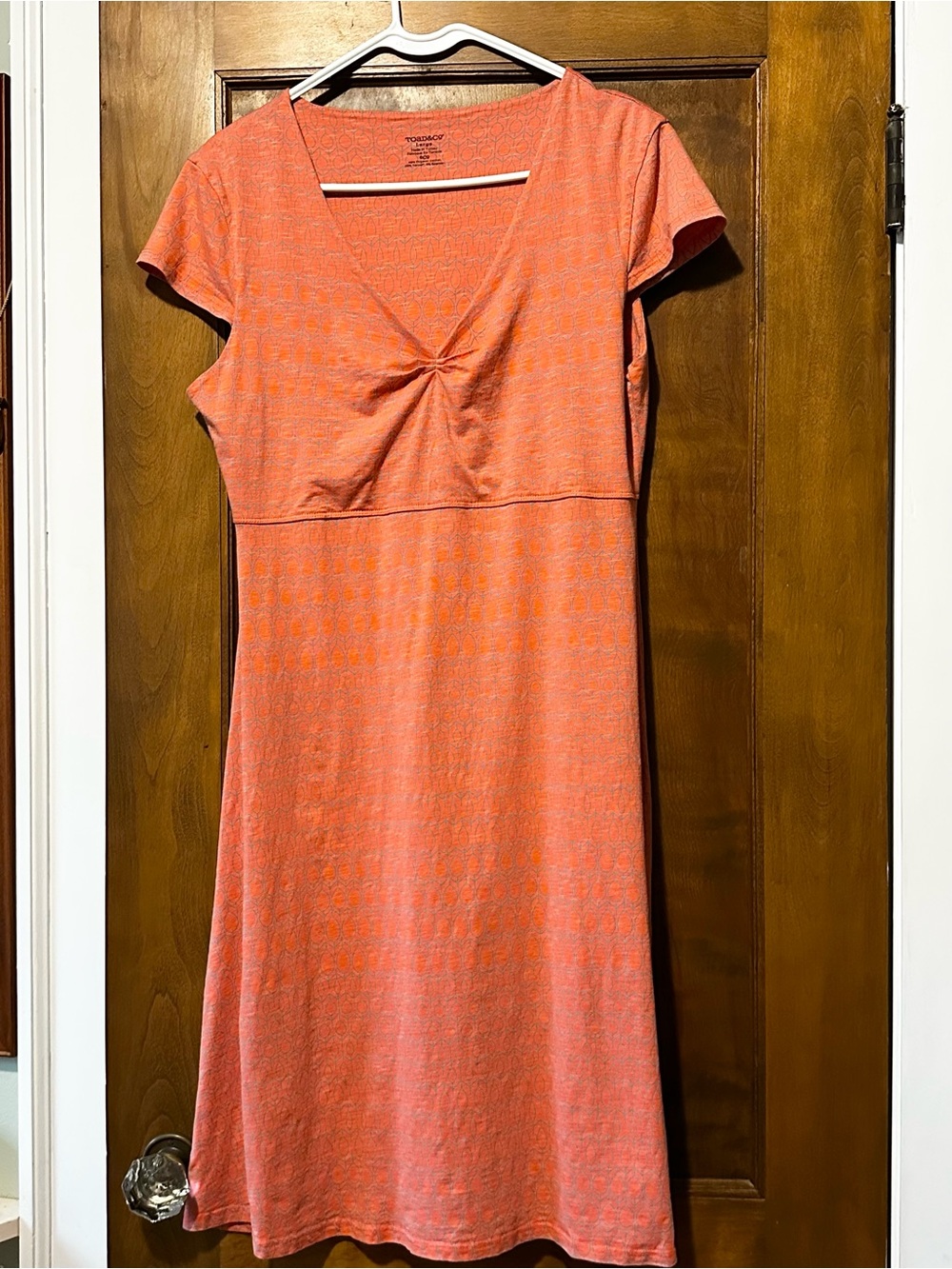Toad&Co Rosemarie Dress Large Orange Coral Fall Autumn EUC